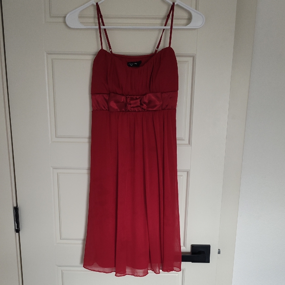 Ruby Rox Red Spaghetti Strap Bow Empire Waist Dress